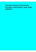 Champions School of Real Estate &ndash; Principles of Real Estate I Study Guide 2026&sol;2027
