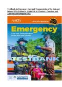 Test Bank for Emergency Care and Transportation of the Sick and Injured&comma; 12th Edition by AAOS &vert; All 41 Chapters &vert; Questions & Answers with Rationales &vert; 2027&NewLine;