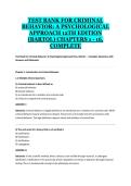 Criminal Behavior&colon; A Psychological Approach&comma; 12th Edition &ndash; Original Study Guide & Practice Questions by Barto