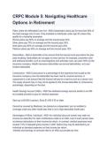 CRPC Module 5 &ndash; Navigating Healthcare Options in Retirement Study Guide