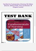 Test Bank for Fundamentals of Nursing 12th Edition &lpar;Elsevier&comma; 2025&rpar; by Potter&comma; Perry and Stockert&comma; 50 Chapters Covered