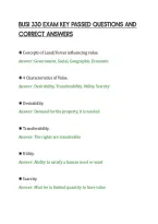 BUSI 330 EXAM KEY PASSED QUESTIONS AND&NewLine;CORRECT ANSWERS&NewLine;