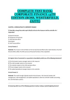 Corporate Finance&comma; 13th Edition &ndash; Original Finance Study Guide & Practice Questions by Ross&comma; Westerfield & Jaffe