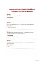 Louisiana Life and Health Final Exam Questions and Correct Answers&NewLine;