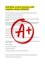 SCM Week 14 Quiz Questions with complete solution 2026&sol;2027