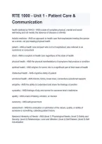 RTE 1000 Unit 1 Patient Care & Communication &ndash; Questions&comma; Answers & Study Guide