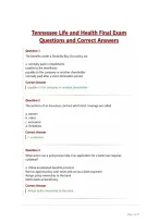 Tennessee Life and Health Final Exam Questions and Correct Answers