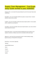 Supply Chain Management - Final Exam study Guide verified to pass 2026&sol;2027