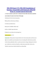 NSG 300 Exam 3 V3 &vert; NSG 300 Foundations of &NewLine;Nursing &vert; Actual Q&A with Rationale &lpar;NSG300 &NewLine;Exam 3&rpar; &vert; Grand Canyon University 