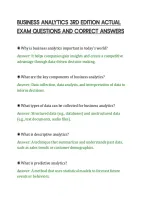 BUSINESS ANALYTICS 3RD EDITION ACTUAL&NewLine;EXAM QUESTIONS AND CORRECT ANSWERS