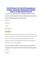 NSG 300 Exam 1 V2 &vert; NSG 300 Foundations of &NewLine;Nursing &vert; Actual Q&A with Rationale &lpar;NSG300 &NewLine;Exam 1&rpar; &vert; Grand Canyon University