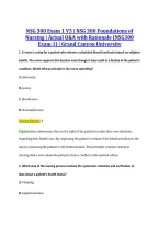 NSG 300 Exam 1 V3 &vert; NSG 300 Foundations of &NewLine;Nursing &vert; Actual Q&A with Rationale &lpar;NSG300 &NewLine;Exam 1&rpar; &vert; Grand Canyon University 