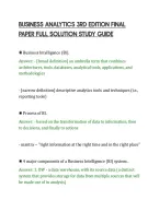 BUSINESS ANALYTICS 3RD EDITION FINAL&NewLine;PAPER FULL SOLUTION STUDY GUIDE&NewLine;