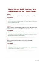 Florida Life and Health Final Exam with Updated Questions and Correct Answers