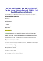 NSG 300 Final Exam V2 &vert; NSG 300 Foundations of &NewLine;Nursing &vert; Actual Q&A with Rationale &lpar;NSG300 Final &NewLine;Exam&rpar; &vert; Grand Canyon University 