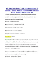 NSG 300 Final Exam V3 &vert; NSG 300 Foundations of &NewLine;Nursing &vert; Actual Q&A with Rationale &lpar;NSG300 Final &NewLine;Exam&rpar; &vert; Grand Canyon University 