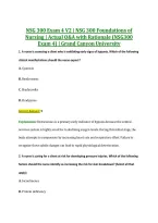 NSG 300 Exam 4 V2 &vert; NSG 300 Foundations of &NewLine;Nursing &vert; Actual Q&A with Rationale &lpar;NSG300 &NewLine;Exam 4&rpar; &vert; Grand Canyon University 