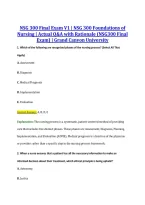 NSG 300 Final Exam V1 &vert; NSG 300 Foundations of &NewLine;Nursing &vert; Actual Q&A with Rationale &lpar;NSG300 Final &NewLine;Exam&rpar; &vert; Grand Canyon University 
