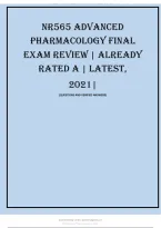 NR 565 Advanced Pharmacology Final Exam Review 