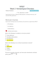 Week 2 Hematological Disorders Study Guide & Exam Review