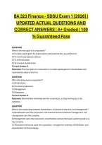 BA 323 Finance - SDSU Exam 1 &lbrack;2026&rsqb; &vert; UPDATED ACTUAL QUESTIONS AND CORRECT ANSWERS &vert; A&plus; Graded &vert; 100 &percnt; Guaranteed Pass