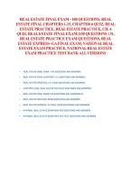 Real Estate Practice & Final Exams 2026&sol;2027 &vert; Chapters 1&ndash;15&comma; Georgia & National Exam Test Bank &vert; Study Guide