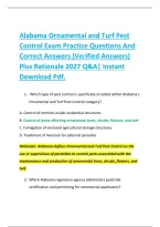 Alabama Ornamental and Turf Pest &NewLine;Control Exam Practice Questions And &NewLine;Correct Answers &lpar;Verified Answers&rpar; &NewLine;Plus Rationale 2027 Q&A&vert; Instant &NewLine;Download Pdf&period; 