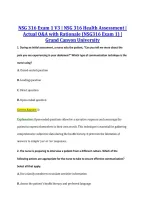 NSG 316 Exam 1 V3 &vert; NSG 316 Health Assessment &vert; &NewLine;Actual Q&A with Rationale &lpar;NSG316 Exam 1&rpar; &vert; &NewLine;Grand Canyon University