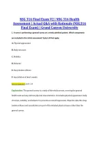 NSG 316 Final Exam V2 &vert; NSG 316 Health &NewLine;Assessment &vert; Actual Q&A with Rationale &lpar;NSG316 &NewLine;Final Exam&rpar; &vert; Grand Canyon University