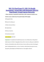 NSG 316 Final Exam V3 &vert; NSG 316 Health &NewLine;Assessment &vert; Actual Q&A with Rationale &lpar;NSG316 &NewLine;Final Exam&rpar; &vert; Grand Canyon University