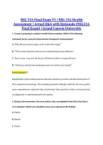NSG 316 Final Exam V1 &vert; NSG 316 Health &NewLine;Assessment &vert; Actual Q&A with Rationale &lpar;NSG316 &NewLine;Final Exam&rpar; &vert; Grand Canyon University