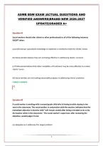 ASWB BSW EXAM &vert;ACTUAL QUESTIONS AND VERIFIED ANSWERS&vert;BRAND NEW 2026-2027 UPDATE&vert;GRADED A&plus;