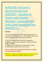 NURS 6531 Final Exam 3 Versions Primary Care 2026&sol;2027 &ndash; Questions & Answers with Detailed Rationales &vert; Comprehensive Study Guide Guaranteed Pass &lpar;GRADED A&plus;&rpar;