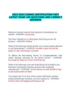 2023&ndash;2024 Chemo Certification Test &ndash; Latest Exam Review&comma; Practice Questions&comma; Study Guide & Chemotherapy Preparation