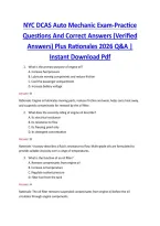 NYC DCAS Auto Mechanic Exam-Practice &NewLine;Questions And Correct Answers &lpar;Verified &NewLine;Answers&rpar; Plus Rationales 2026 Q&A &vert; &NewLine;Instant Download Pdf 