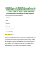 NSG 432 Exam 1 V2 &vert; NSG 432 Nursing Care of the &NewLine;Childbearing Family &vert; Actual Q&A with Rationale &NewLine;&lpar;NSG432 Exam 1&rpar; &vert; Grand Canyon University 