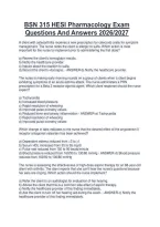 BSN 315 HESI Pharmacology Exam&NewLine;Questions And Answers 2026&sol;2027