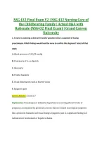 NSG 432 Final Exam V2 &vert; NSG 432 Nursing Care of &NewLine;the Childbearing Family &vert; Actual Q&A with &NewLine;Rationale &lpar;NSG432 Final Exam&rpar; &vert; Grand Canyon &NewLine;University 