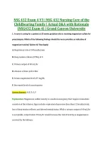 NSG 432 Exam 4 V1&ndash;V3 &vert; NSG 432 Nursing Care of the Childbearing Family &vert; Actual Q&A with Rationale &lpar;NSG432 Exam 4&rpar; &vert; Grand Canyon University