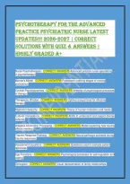 Psychotherapy Advanced Practice Psychiatric Nurse Test Bank