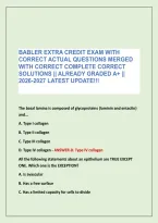 BABLER EXTRA CREDIT EXAM WITH &NewLine;CORRECT ACTUAL QUESTIONS MERGED &NewLine;WITH CORRECT COMPLETE CORRECT &NewLine;SOLUTIONS &vert;&vert; ALREADY GRADED A&plus; &vert;&vert; &NewLine;2026-2027 LATEST UPDATE&excl;&excl;&excl;