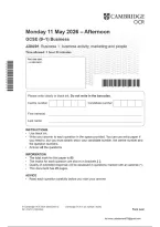 OCR GCSE Business J204 01 Business 1 Business Activity Marketing and People June 2026 Question Paper
