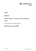 OCR GCSE Business J204 01 Business 1 Business Activity Marketing and People June 2026 Mark Scheme
