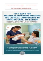 TEST BANK FOR Maternal-Newborn Nursing&colon; The Critical Components of Nursing Care&comma; 5th Edition&comma; Roberta Durham&comma; Linda Chapman&vert;&vert;ISBN&colon;9781719651783 Practice Questions with Answers