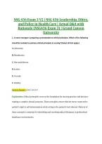 NSG 436 Exam 3 V2 &vert; NSG 436 Leadership&comma; Ethics&comma; &NewLine;and Policy in Health Care &vert; Actual Q&A with &NewLine;Rationale &lpar;NSG436 Exam 3&rpar; &vert; Grand Canyon &NewLine;University 