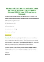 NSG 436 Exam 4 V2 &vert; NSG 436 Leadership&comma; Ethics&comma; &NewLine;and Policy in Health Care &vert; Actual Q&A with &NewLine;Rationale &lpar;NSG436 Exam 4&rpar; &vert; Grand Canyon &NewLine;University