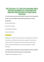 NSG 436 Exam 1 V1 &vert; NSG 436 Leadership&comma; Ethics&comma; &NewLine;and Policy in Health Care &vert; Actual Q&A with &NewLine;Rationale &lpar;NSG436 Exam 1&rpar; &vert; Grand Canyon &NewLine;University