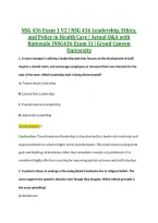 NSG 436 Exam 1 V2 &vert; NSG 436 Leadership&comma; Ethics&comma; &NewLine;and Policy in Health Care &vert; Actual Q&A with &NewLine;Rationale &lpar;NSG436 Exam 1&rpar; &vert; Grand Canyon &NewLine;University 