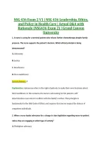 NSG 436 Exam 2 V1 &vert; NSG 436 Leadership&comma; Ethics&comma; &NewLine;and Policy in Health Care &vert; Actual Q&A with &NewLine;Rationale &lpar;NSG436 Exam 2&rpar; &vert; Grand Canyon &NewLine;University 