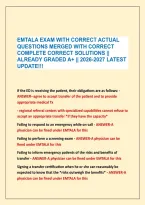 EMTALA EXAM WITH CORRECT ACTUAL &NewLine;QUESTIONS MERGED WITH CORRECT &NewLine;COMPLETE CORRECT SOLUTIONS &vert;&vert; &NewLine;ALREADY GRADED A&plus; &vert;&vert; 2026-2027 LATEST &NewLine;UPDATE&excl;&excl;&excl;